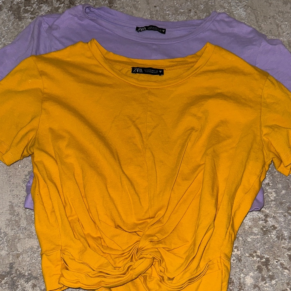 Zara Women's Short Sleeve Tops in Mustard and Lavender